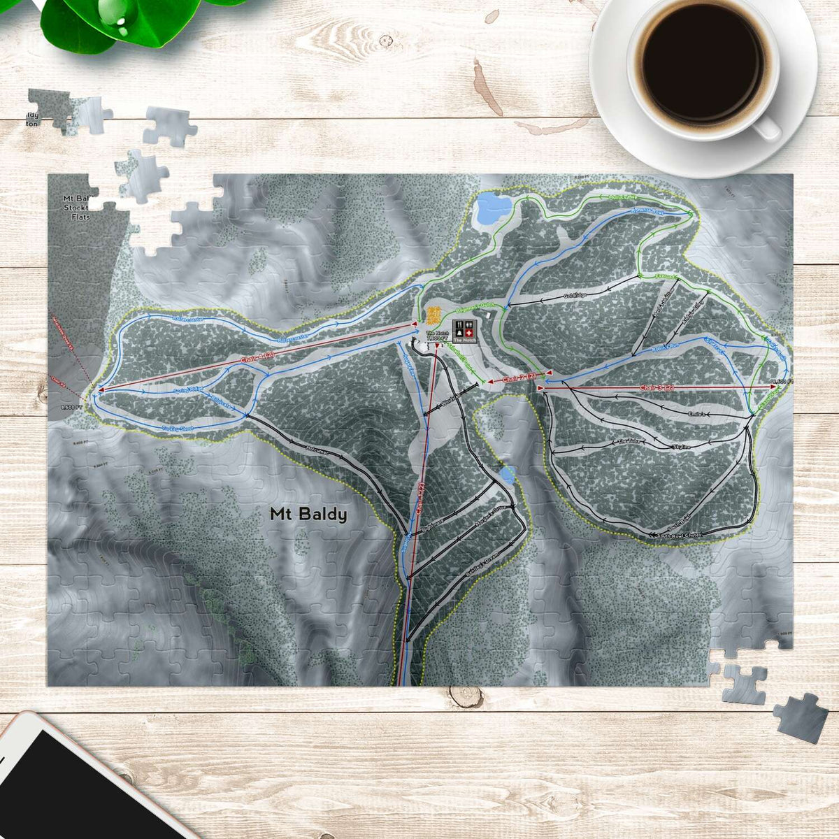 Mt. Baldy, California Ski Trail Map Puzzle - Powderaddicts