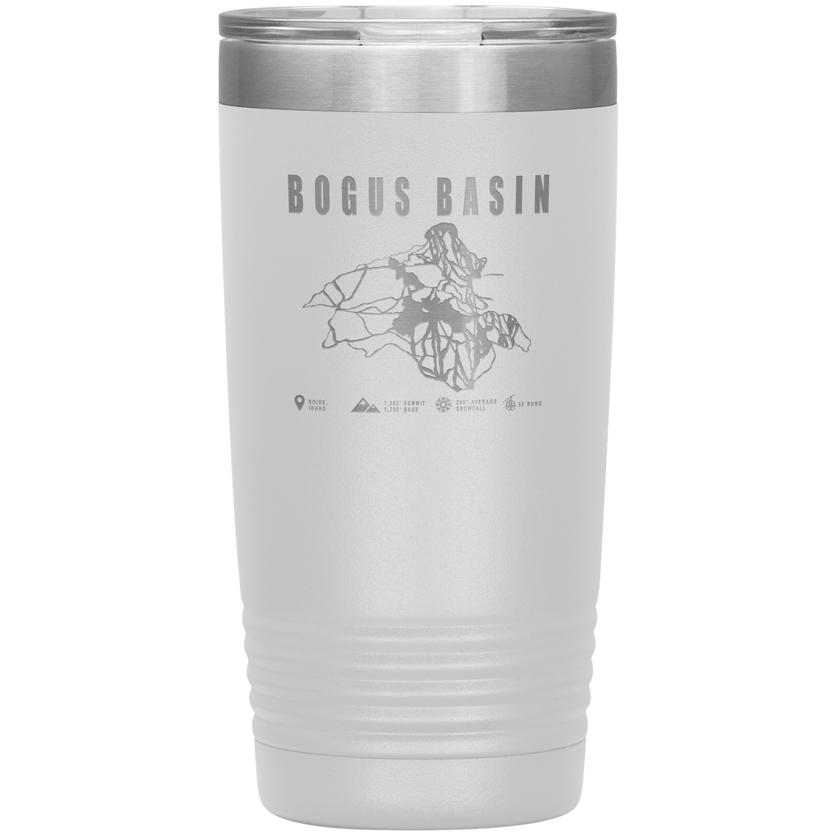Bogus Basin Idaho Ski Trail Map 20oz Tumbler - Powderaddicts