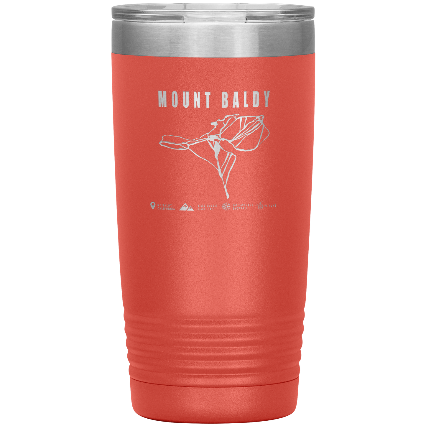 Mount Baldy, California Ski Trail Map 20oz Tumbler - Powderaddicts