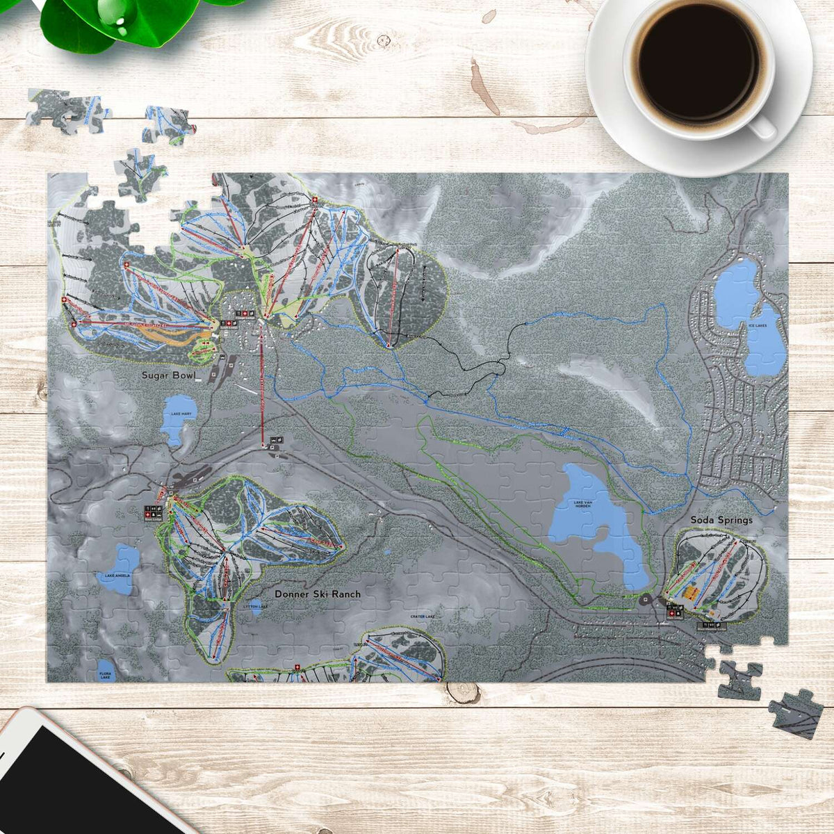 Donner Pass, California Ski Trail Map Puzzle - Powderaddicts