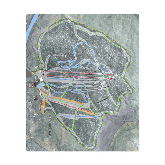 Berkshire East, Massachusetts Ski Resort Map Printed Beach Towel - Powderaddicts