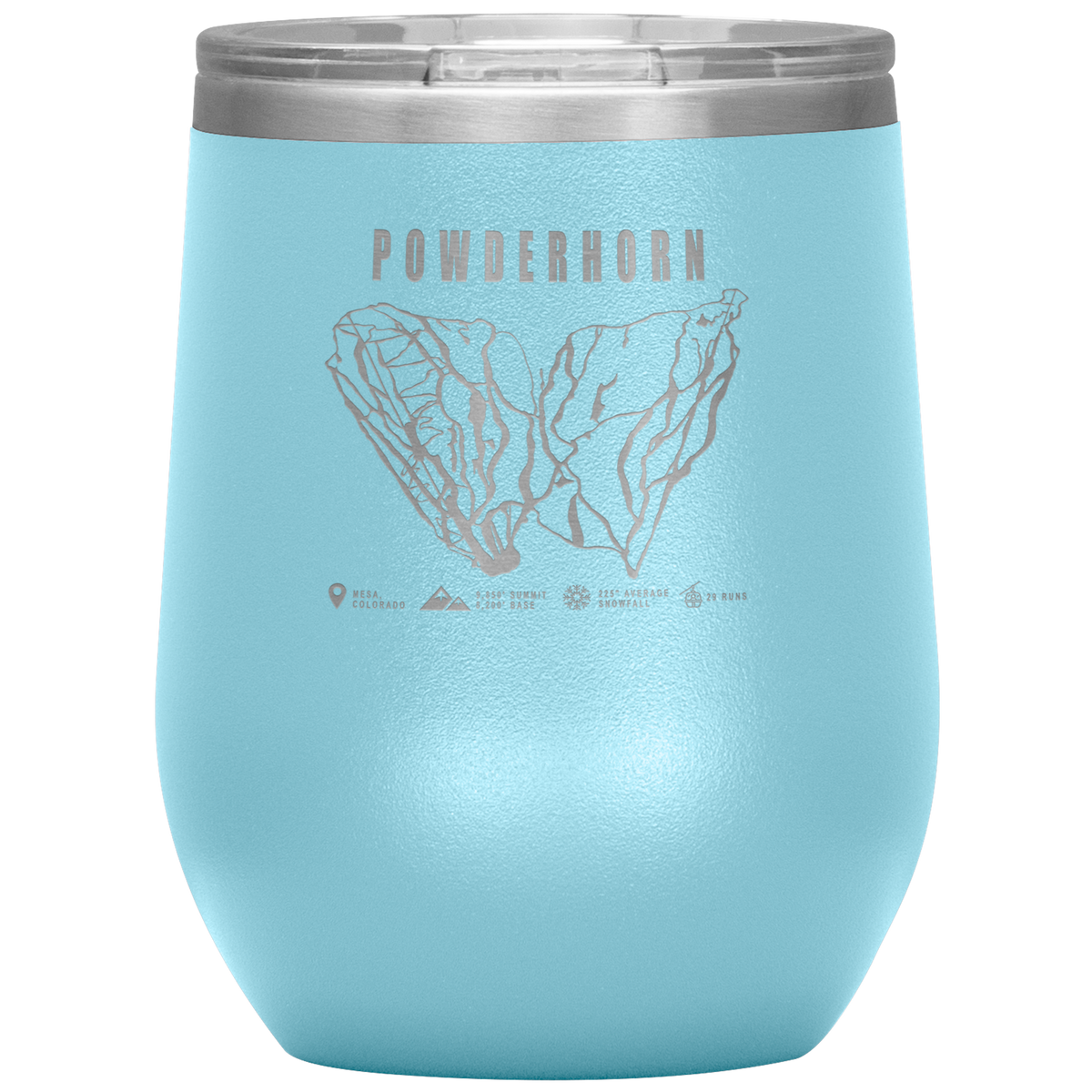 Powderhorn Colorado Ski Trail Map Wine 12oz Tumbler - Powderaddicts