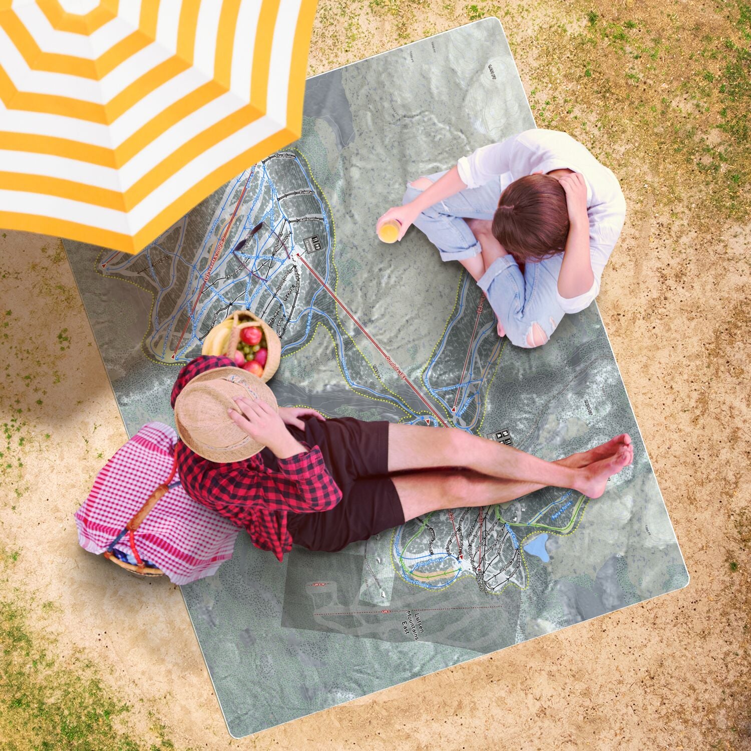 Lutsen Mountains, Minnesota Ski Resort Map Printed Beach Towel - Powderaddicts