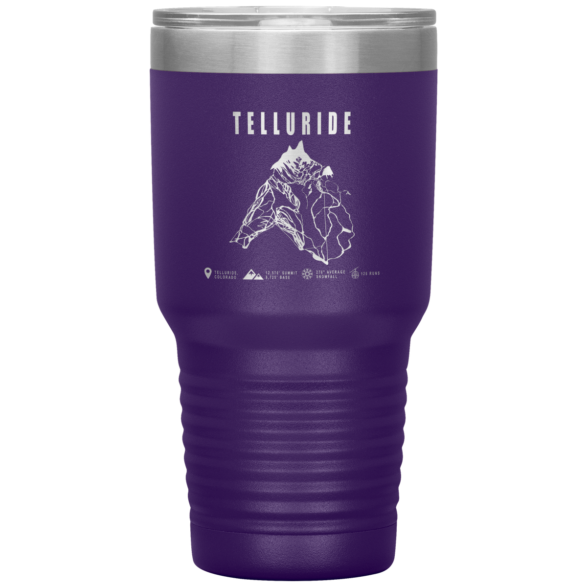 Telluride Colorado Ski Trail Map 30oz Tumbler - Powderaddicts