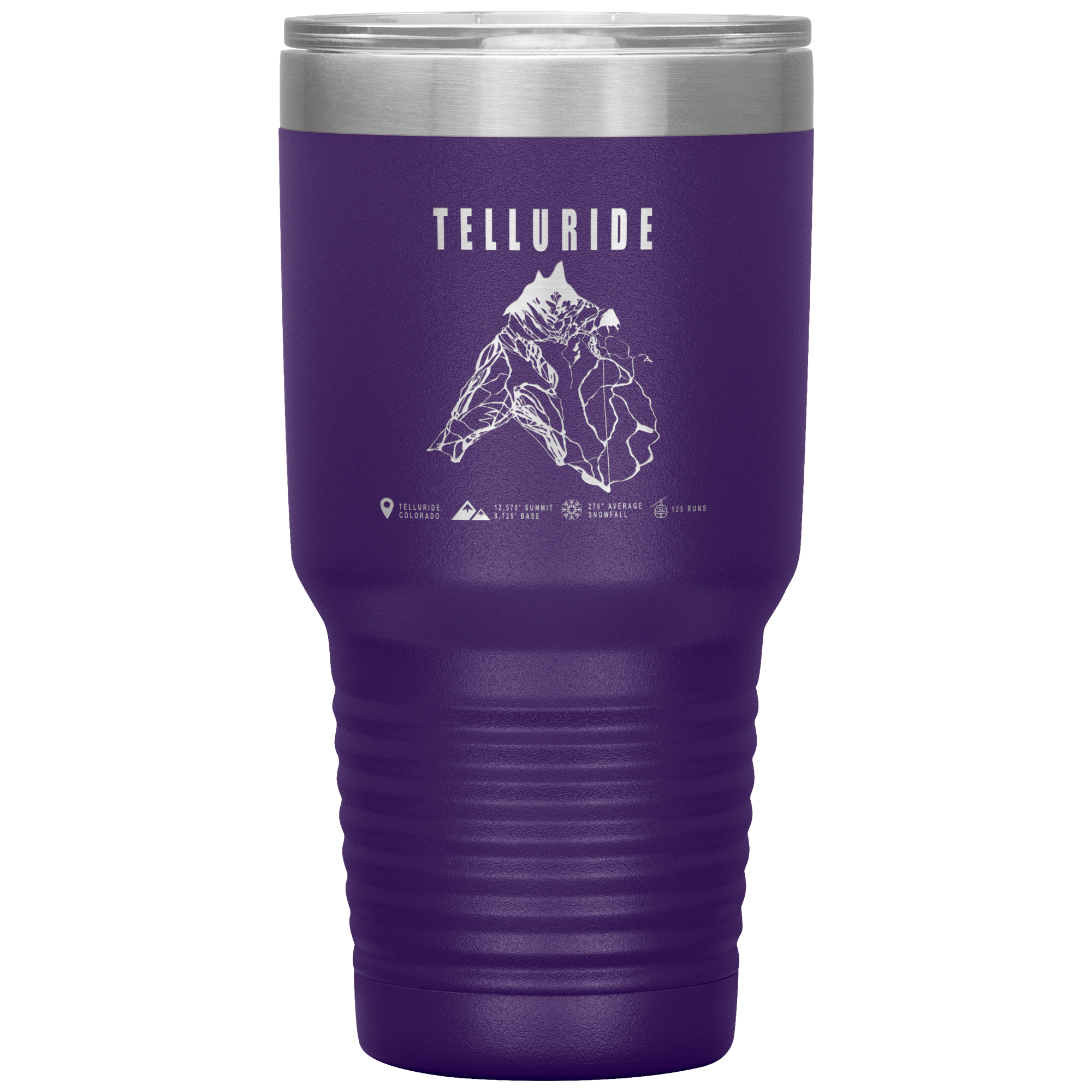 Telluride Colorado Ski Trail Map 30oz Tumbler - Powderaddicts