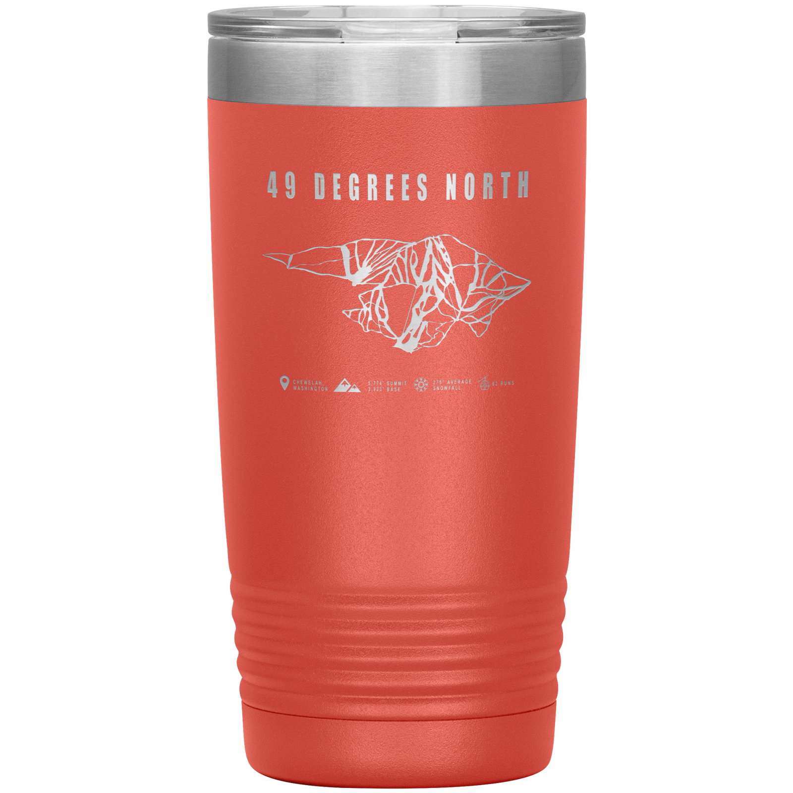 49 Degrees North, Washington Ski Trail Map 20oz Tumbler - Powderaddicts