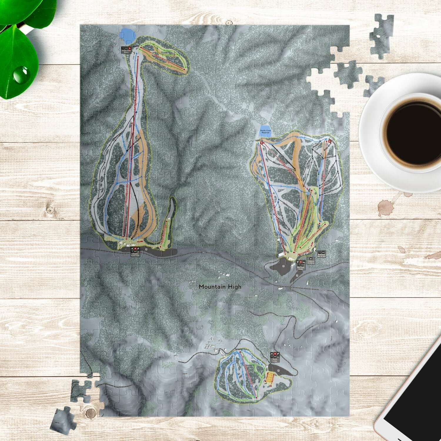 Mountain High, California Ski Trail Map Puzzle - Powderaddicts