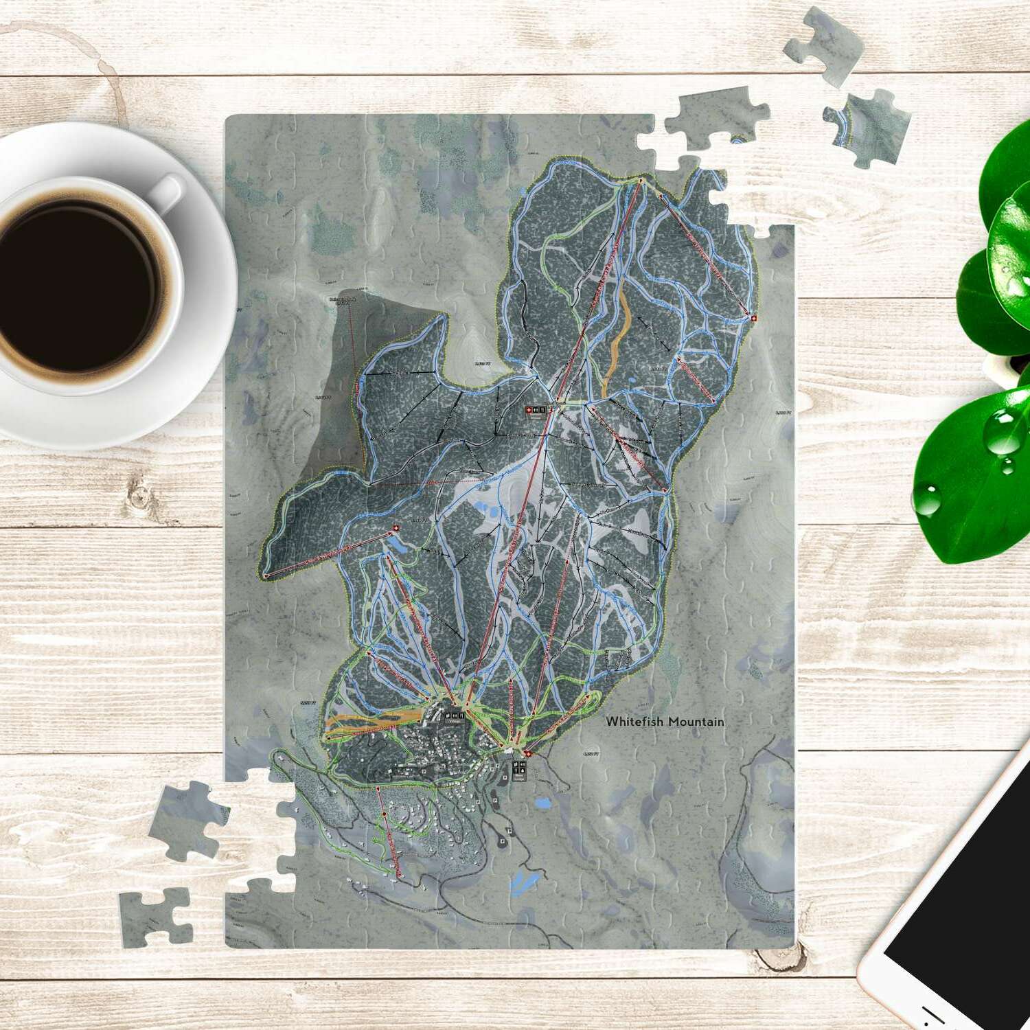 Whitefish, Montana Ski Trail Map Puzzle - Powderaddicts