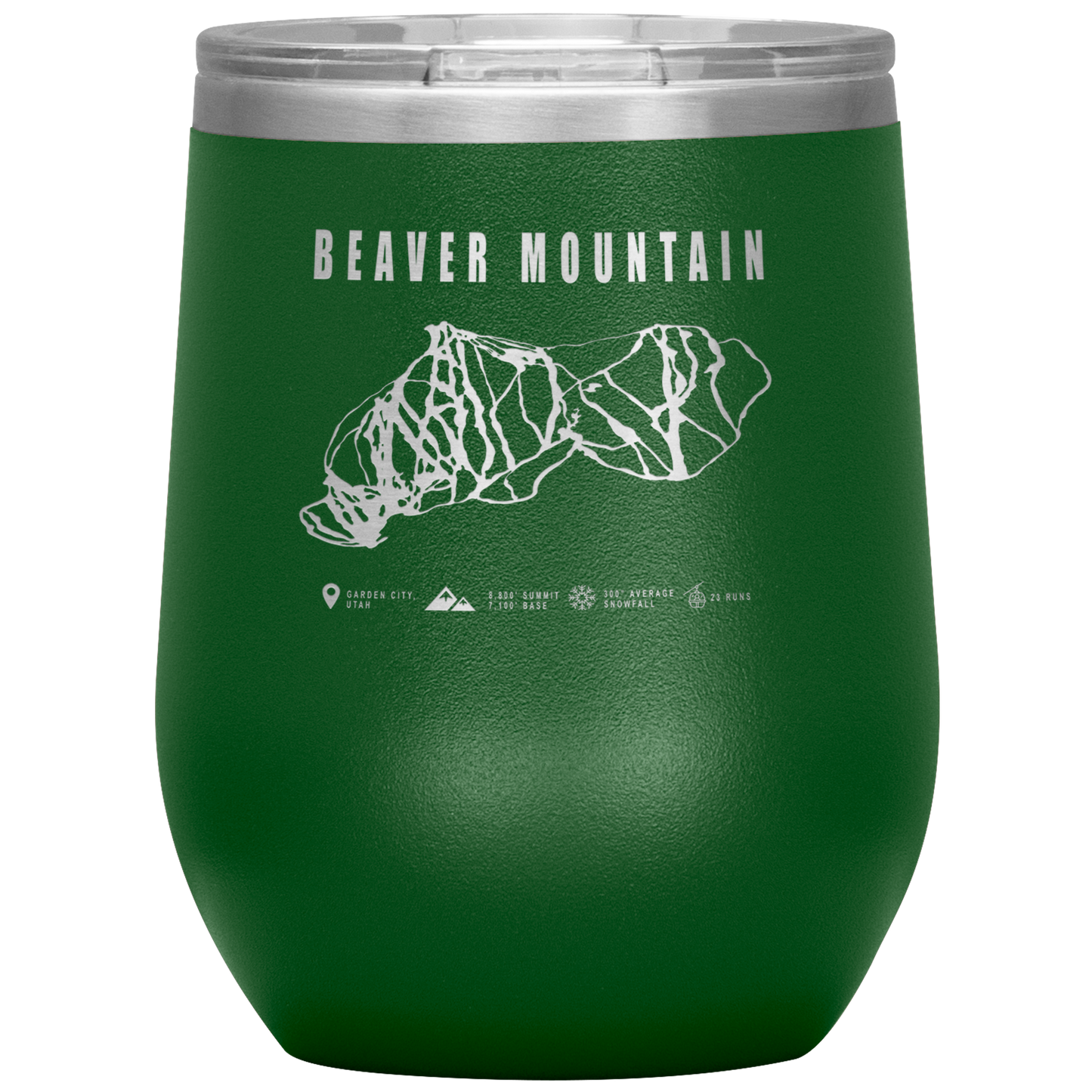 Beaver Mountain,Utah Ski Trail Map Wine 12oz Tumbler - Powderaddicts