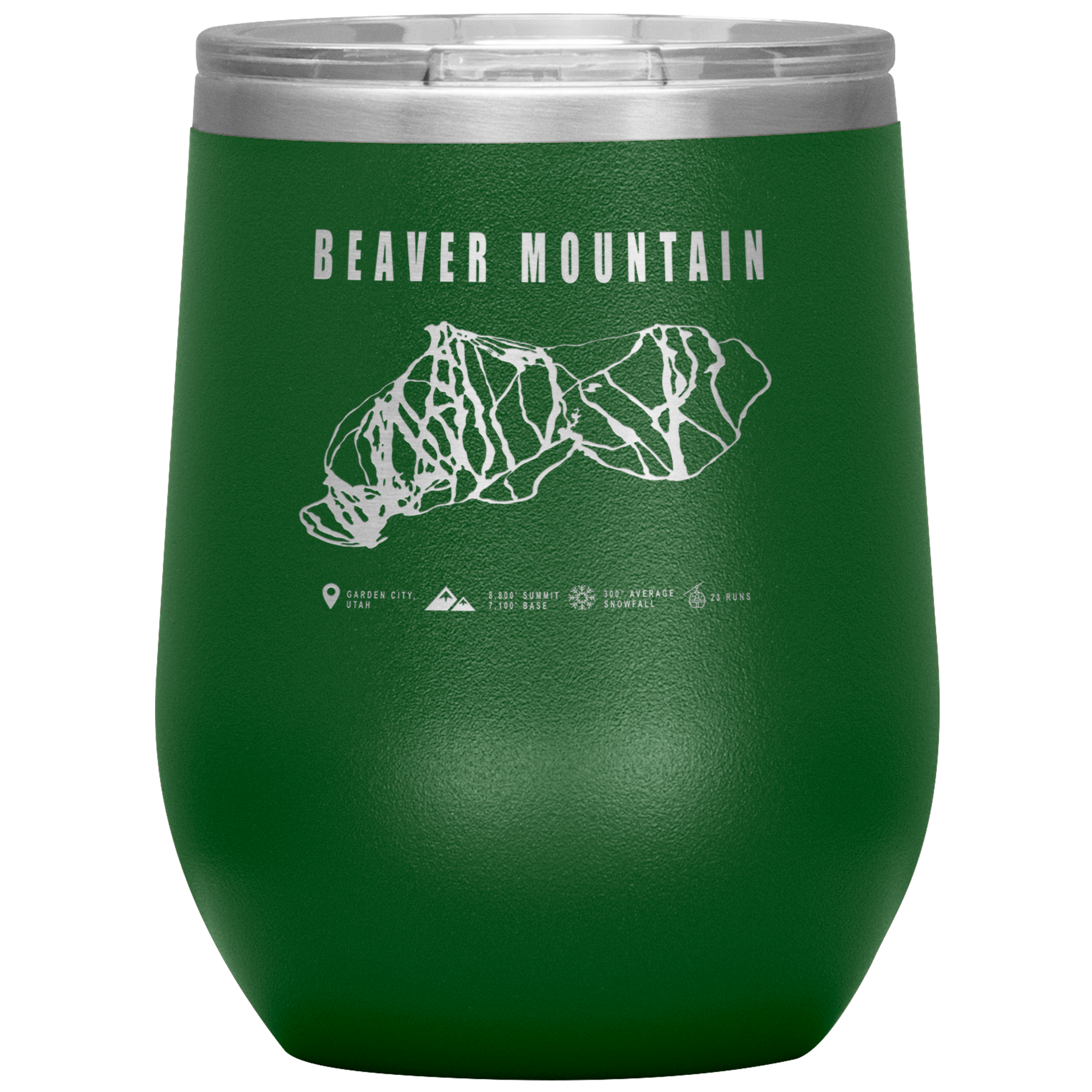 Beaver Mountain,Utah Ski Trail Map Wine 12oz Tumbler - Powderaddicts