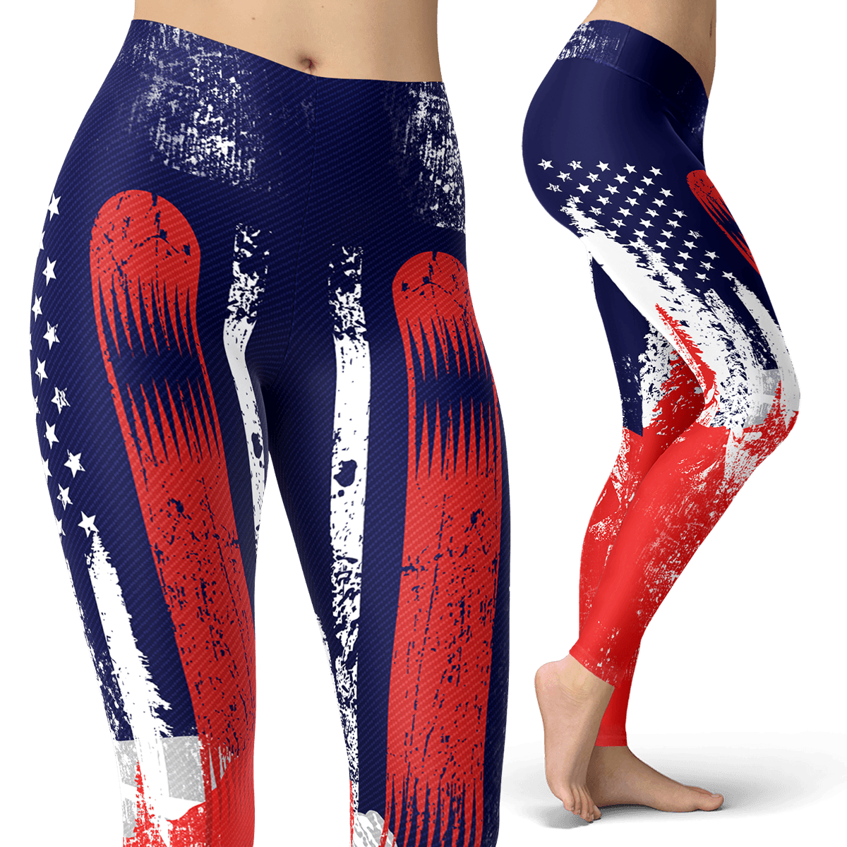USA Snowboard Flag Red Leggings - Powderaddicts