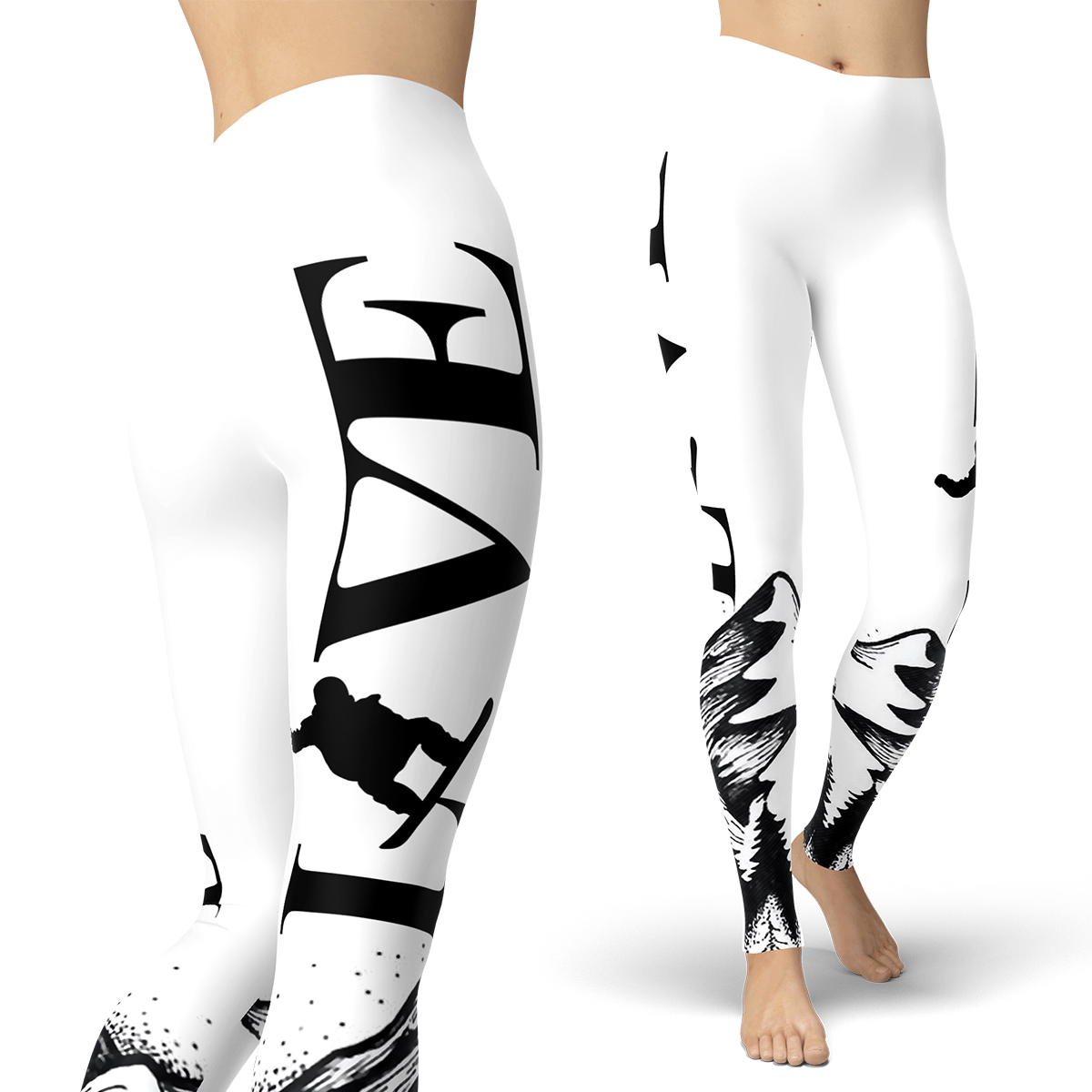 Love Snowboard All White Leggings - Powderaddicts