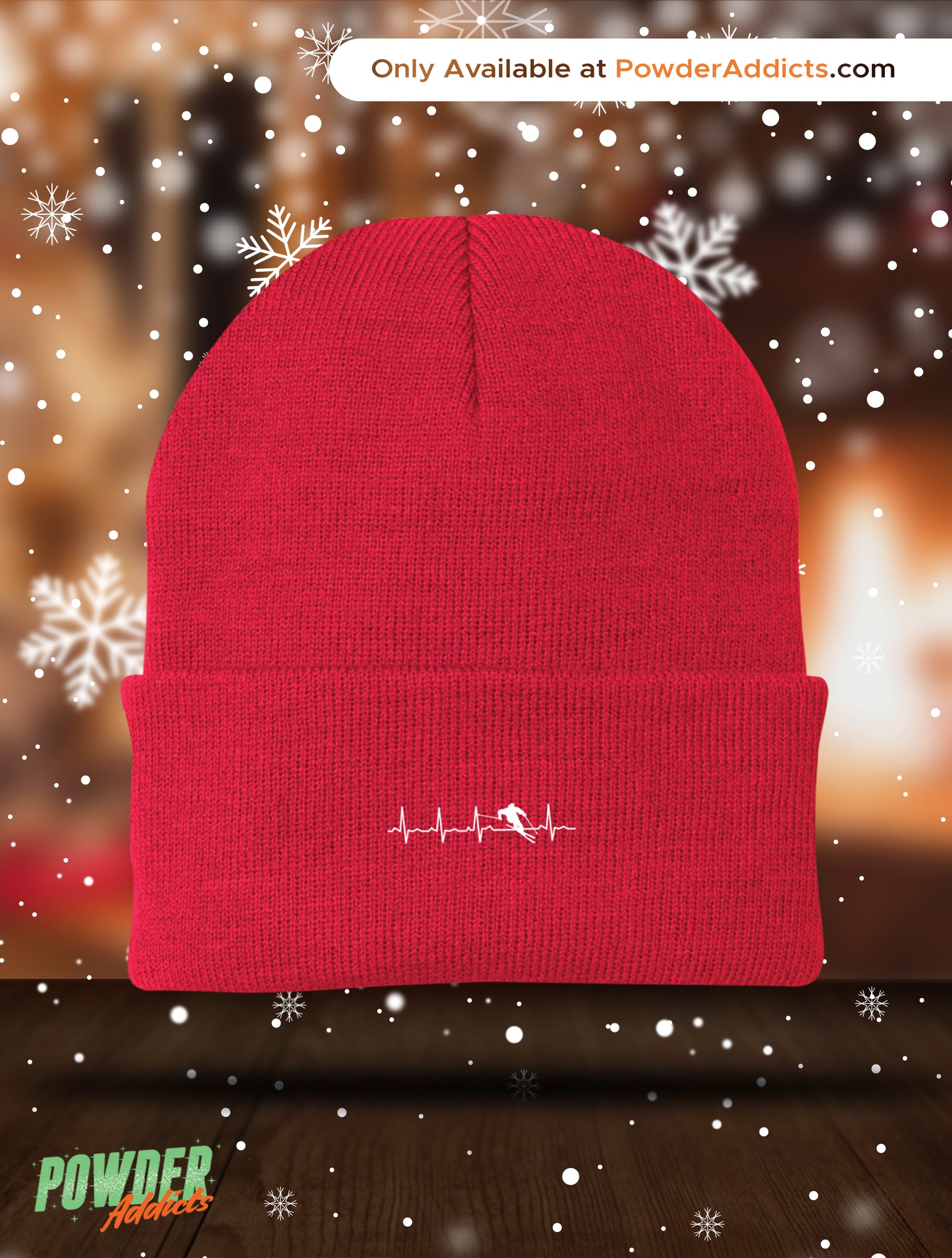 Ski is My Heartbeat Knit Cap - Powderaddicts