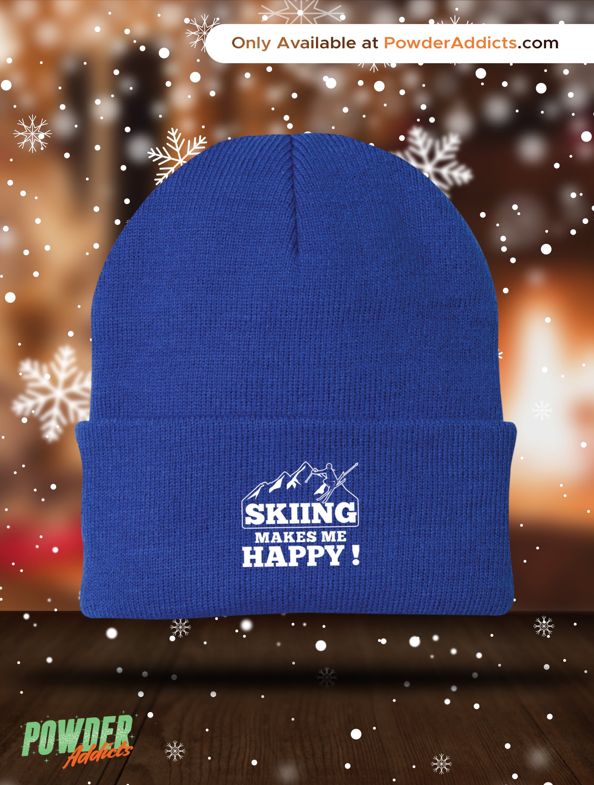Skiing Makes Me Happy Knit Cap - Powderaddicts