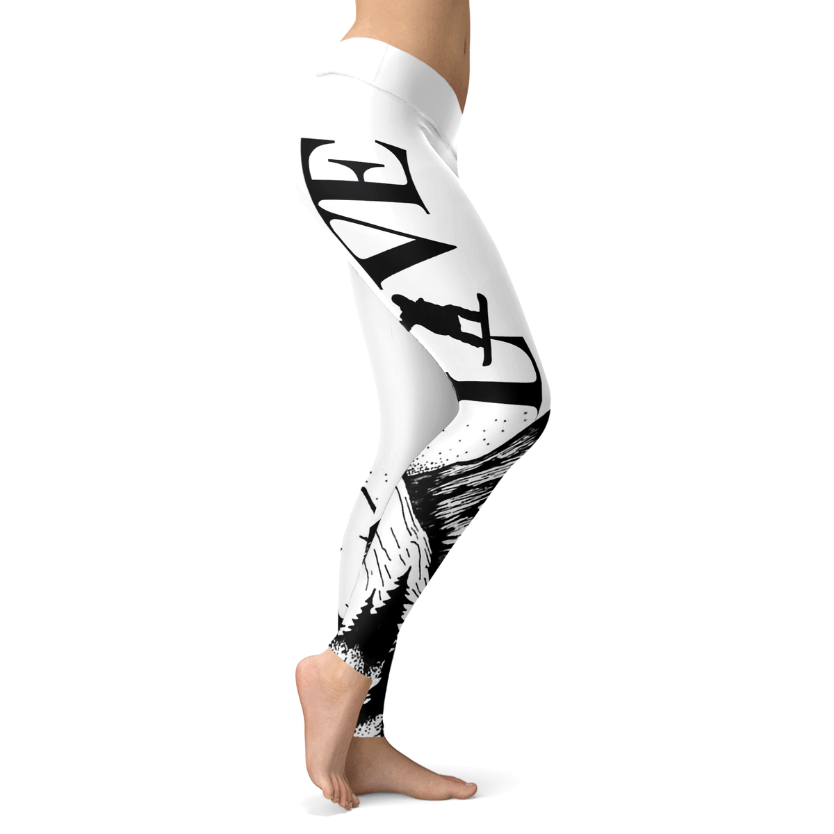 Love Snowboard All White Leggings - Powderaddicts