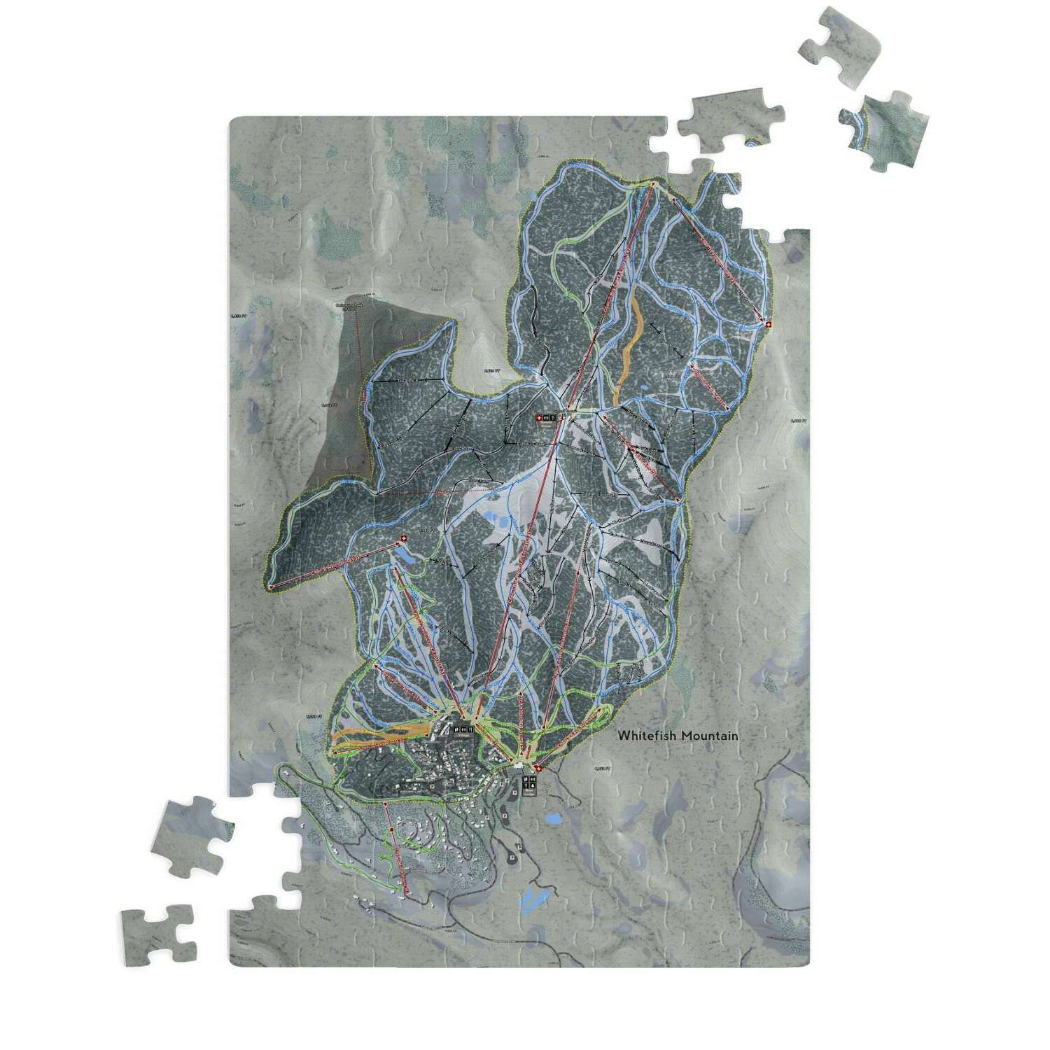 Whitefish, Montana Ski Trail Map Puzzle - Powderaddicts