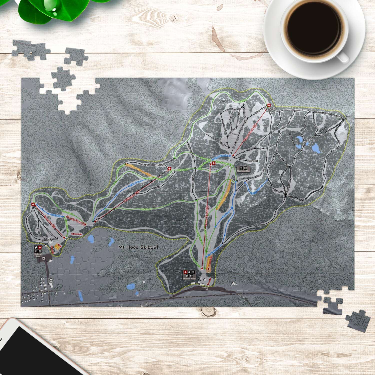 Mt Hood Skibowl Oregon Ski Trail Map Puzzle - Powderaddicts