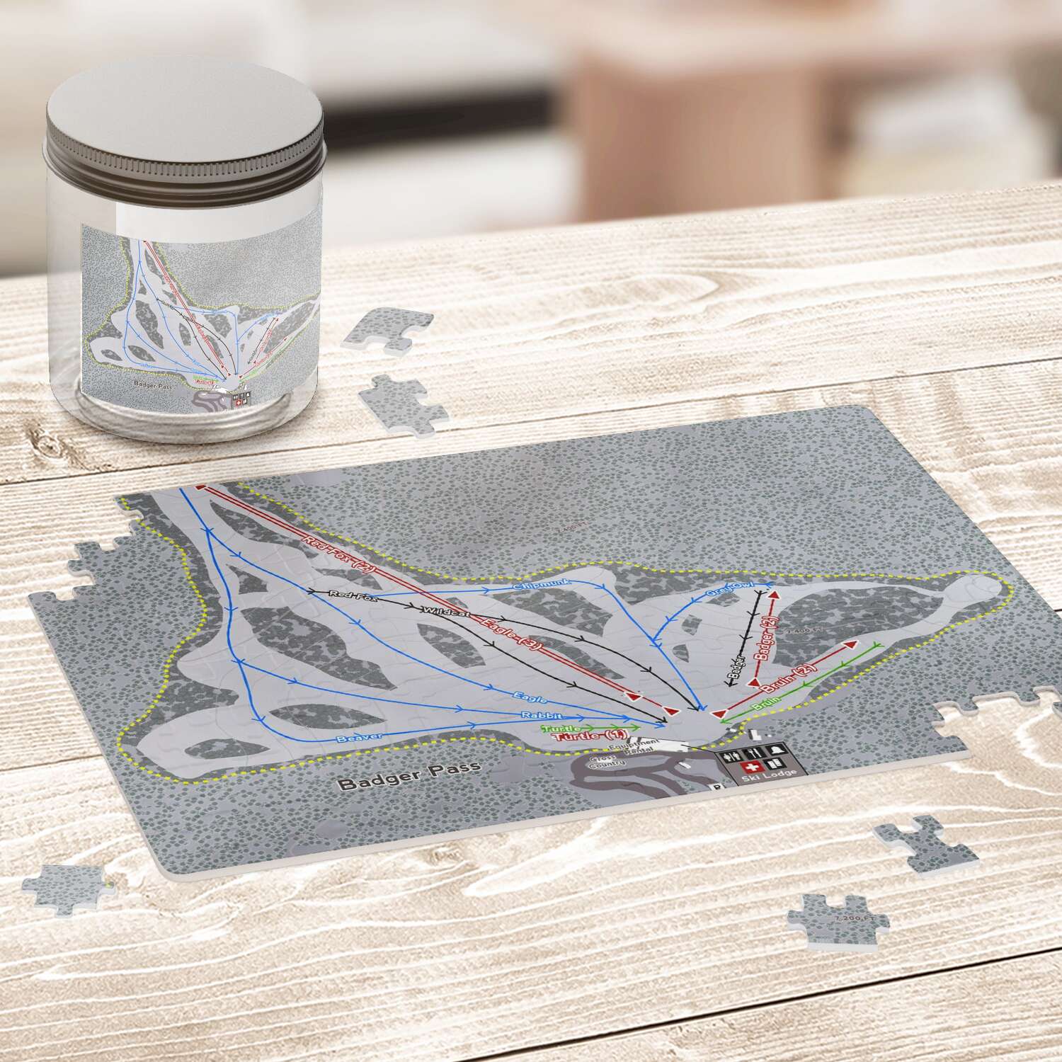 Badger Pass, California Ski Trail Map Puzzle - Powderaddicts