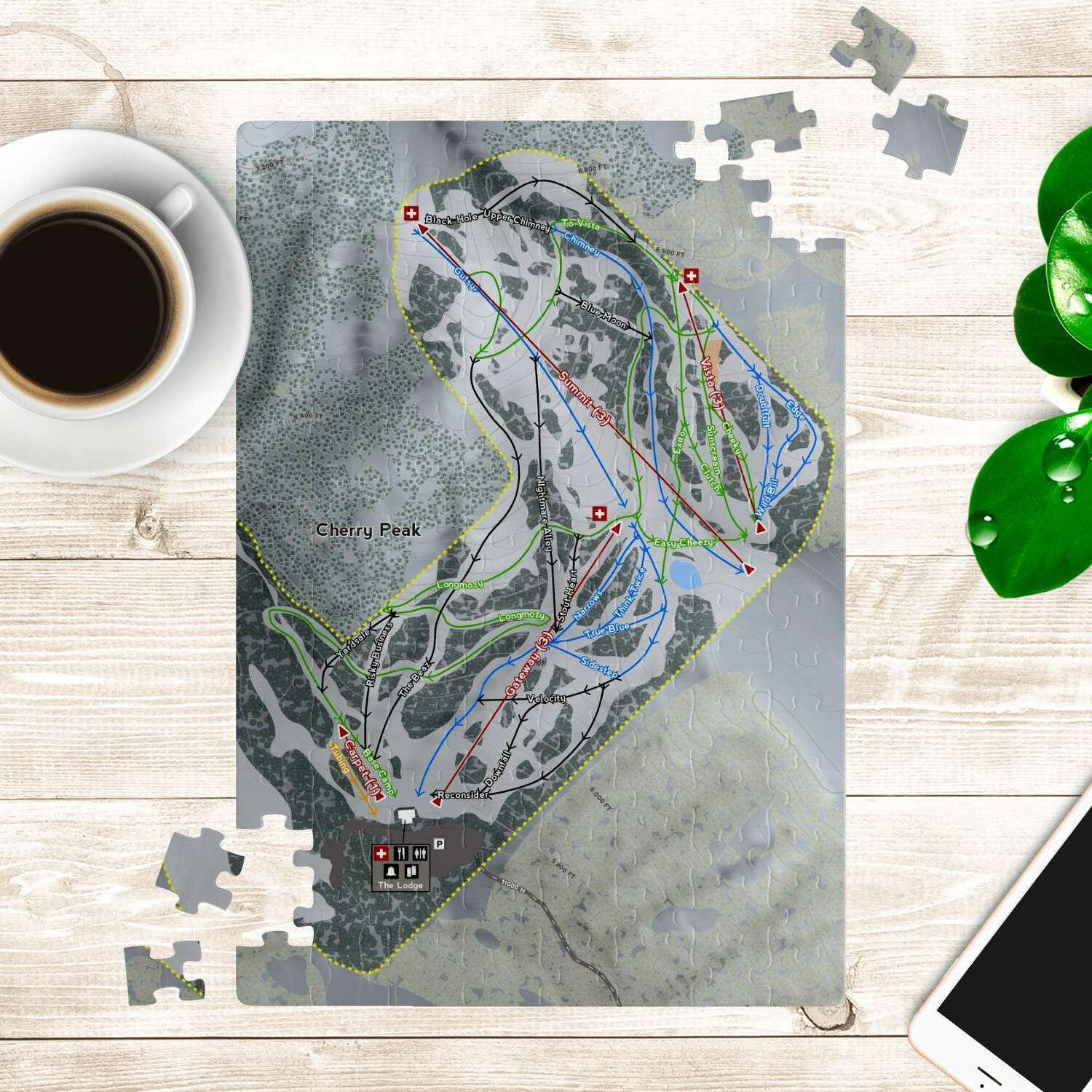 Cherry Peak, Utah Ski Trail Map Puzzle - Powderaddicts