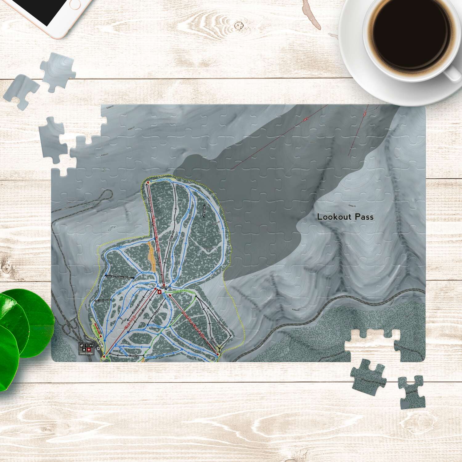Look out Pass Idaho Ski Trail Map Puzzle - Powderaddicts