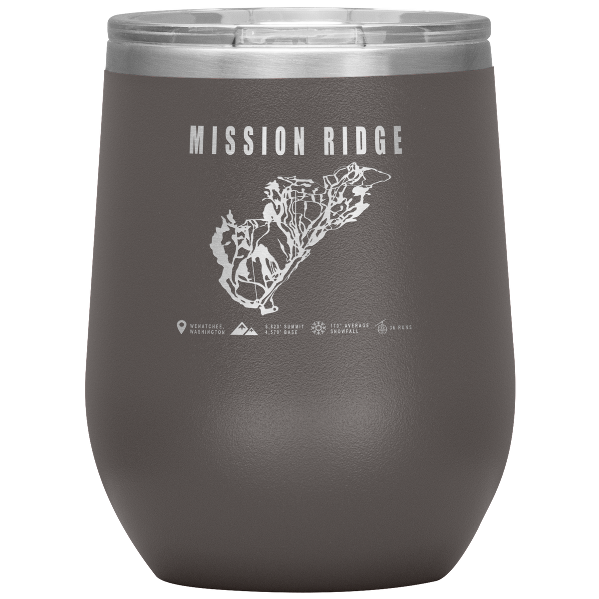 Mission Ridge, Washington Ski Trail Map Wine 12oz Tumbler - Powderaddicts