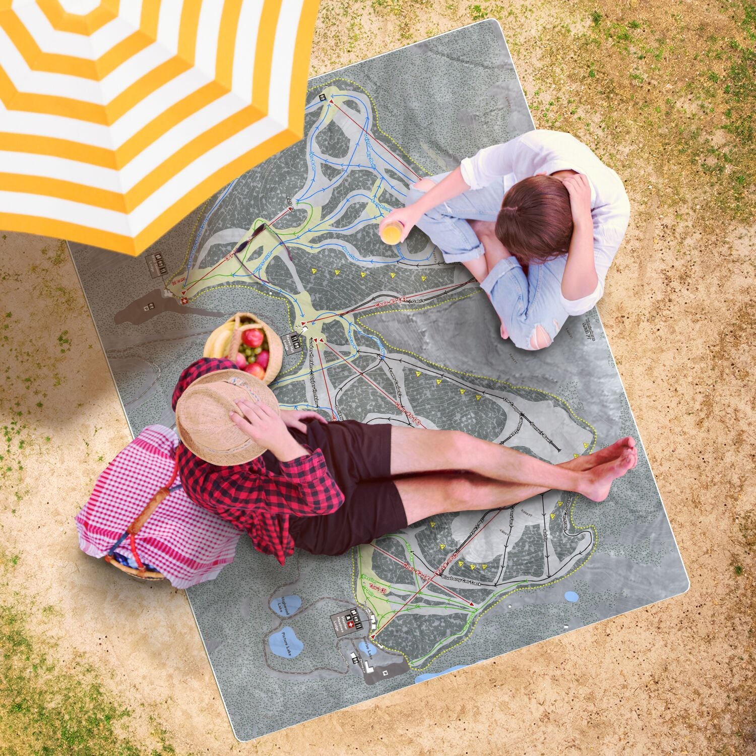 Mt Baker, Washington Ski Resort Map Printed Beach Towel - Powderaddicts