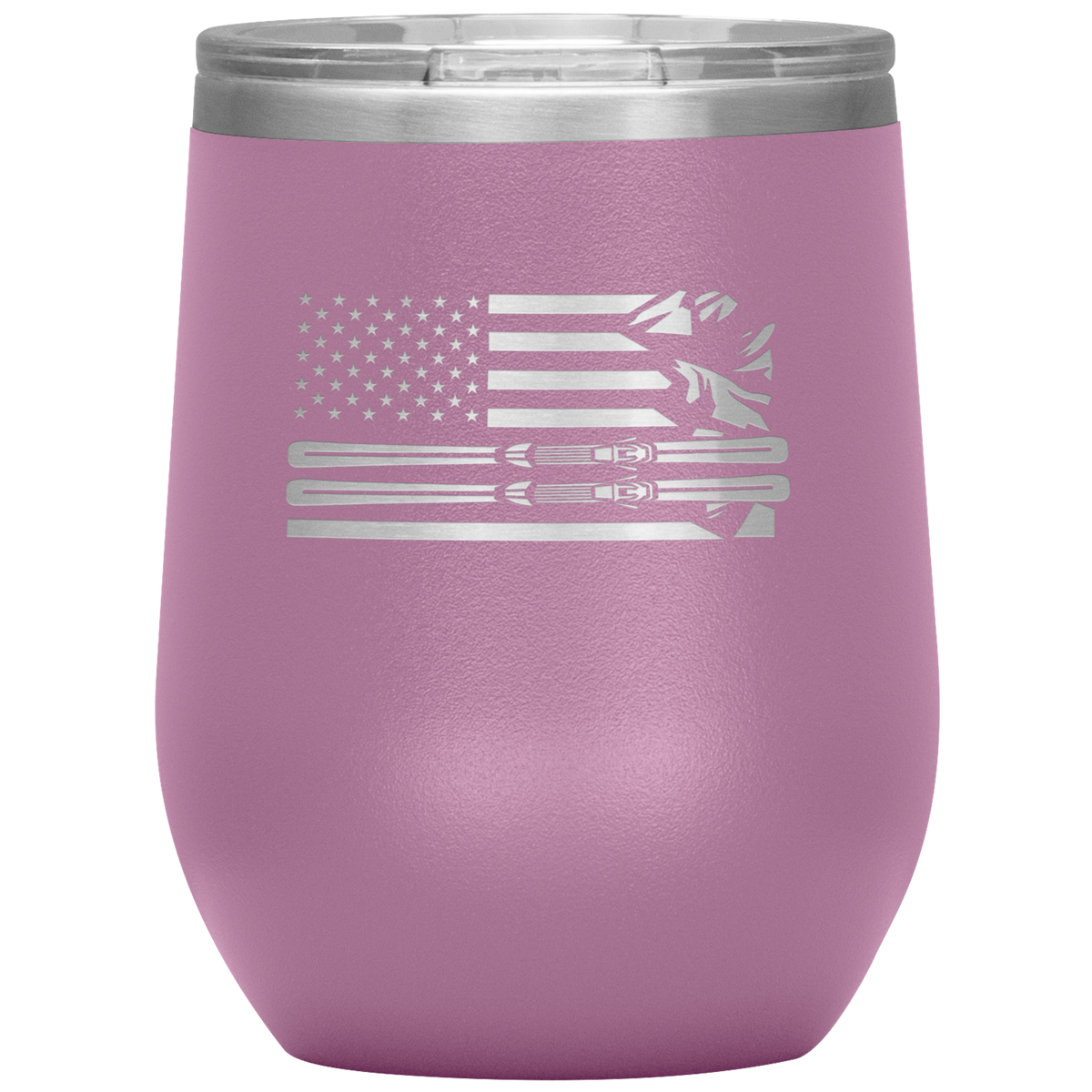 USA Ski Flag 12oz Wine Tumbler - Powderaddicts