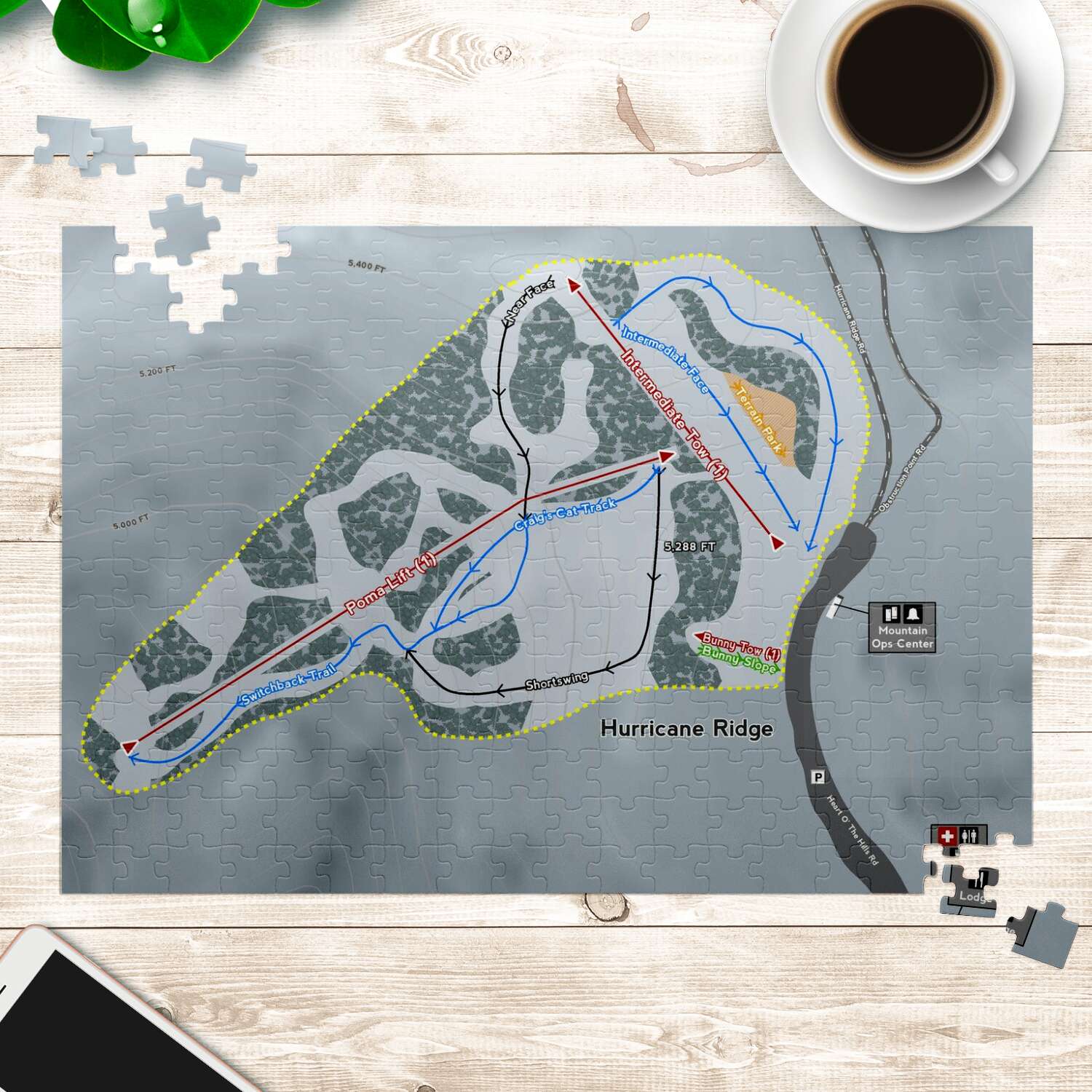 Hurricane Ridge Washington Ski Map Resort Puzzle - Powderaddicts