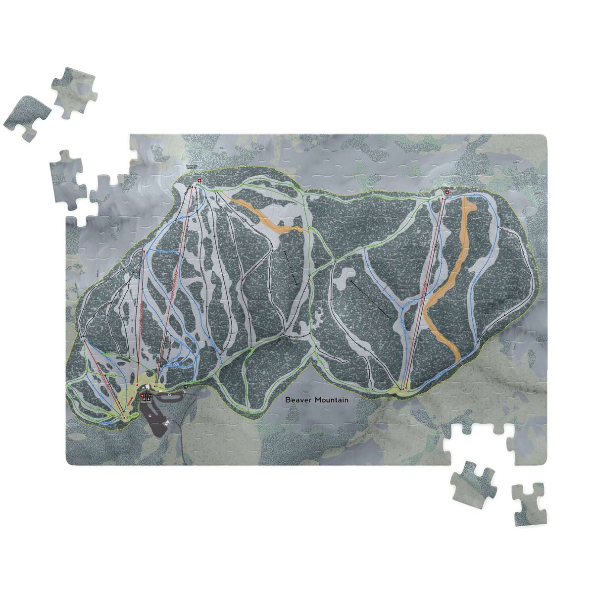 Beaver Mountain, Utah Ski Trail Map Puzzle - Powderaddicts