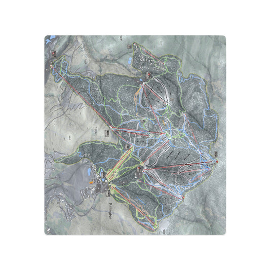 Killington, Vermont Ski Resort Map Printed Beach Towel - Powderaddicts