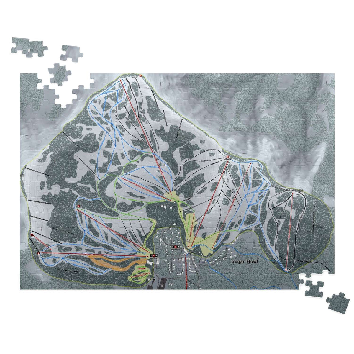 Sugar Bowl, California Ski Trail Map Puzzle - Powderaddicts