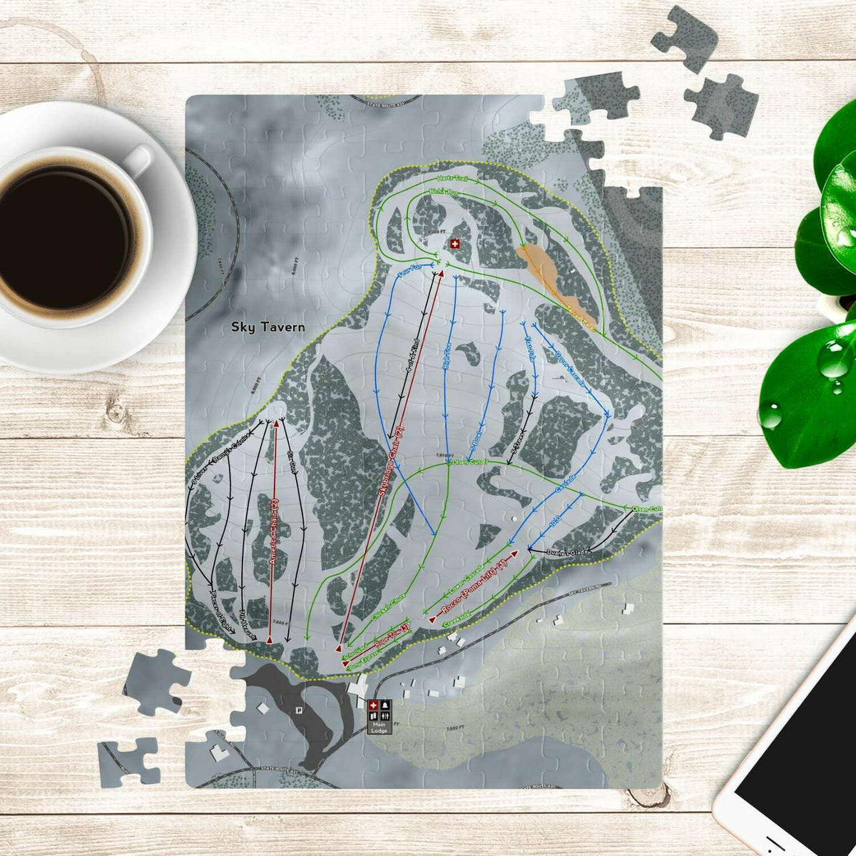 Sky Tavern, Nevada Ski Trail Map Puzzle - Powderaddicts