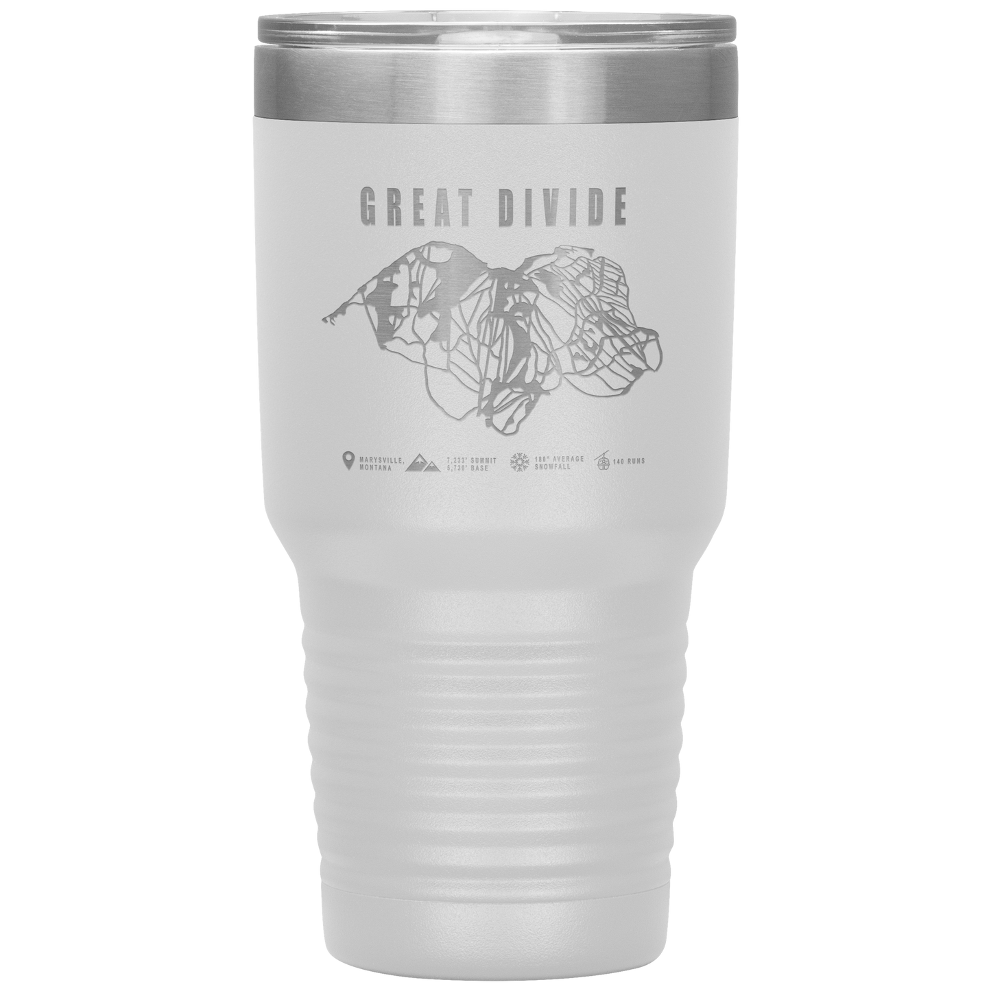 Great Divide Montana Ski Trail Map 30oz Tumbler - Powderaddicts