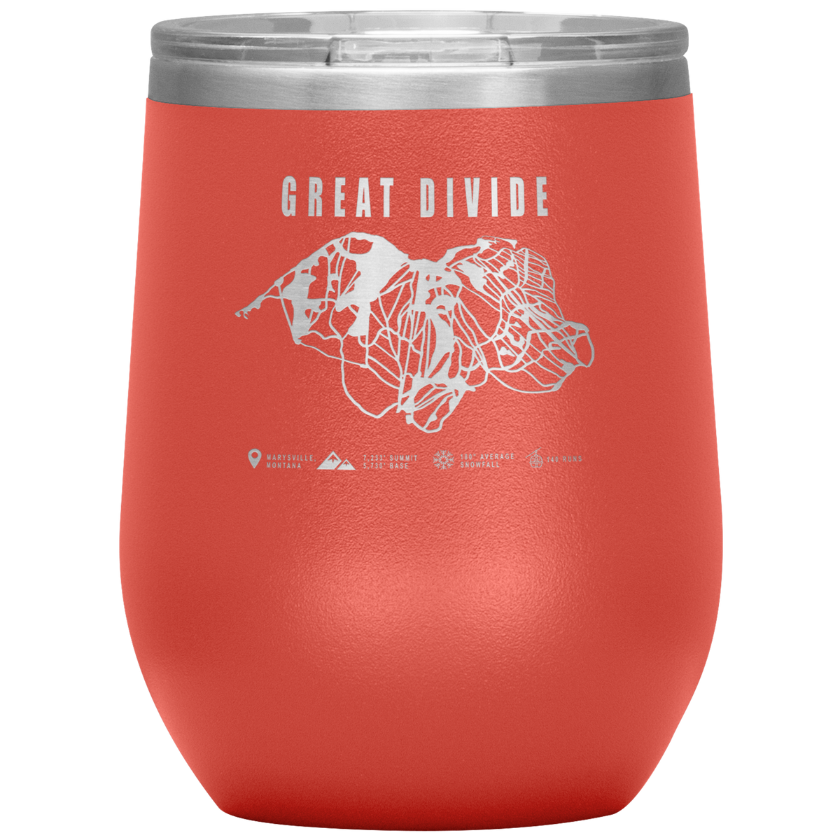 Great Divide Montana Ski Trail Map Wine 12oz Tumbler - Powderaddicts