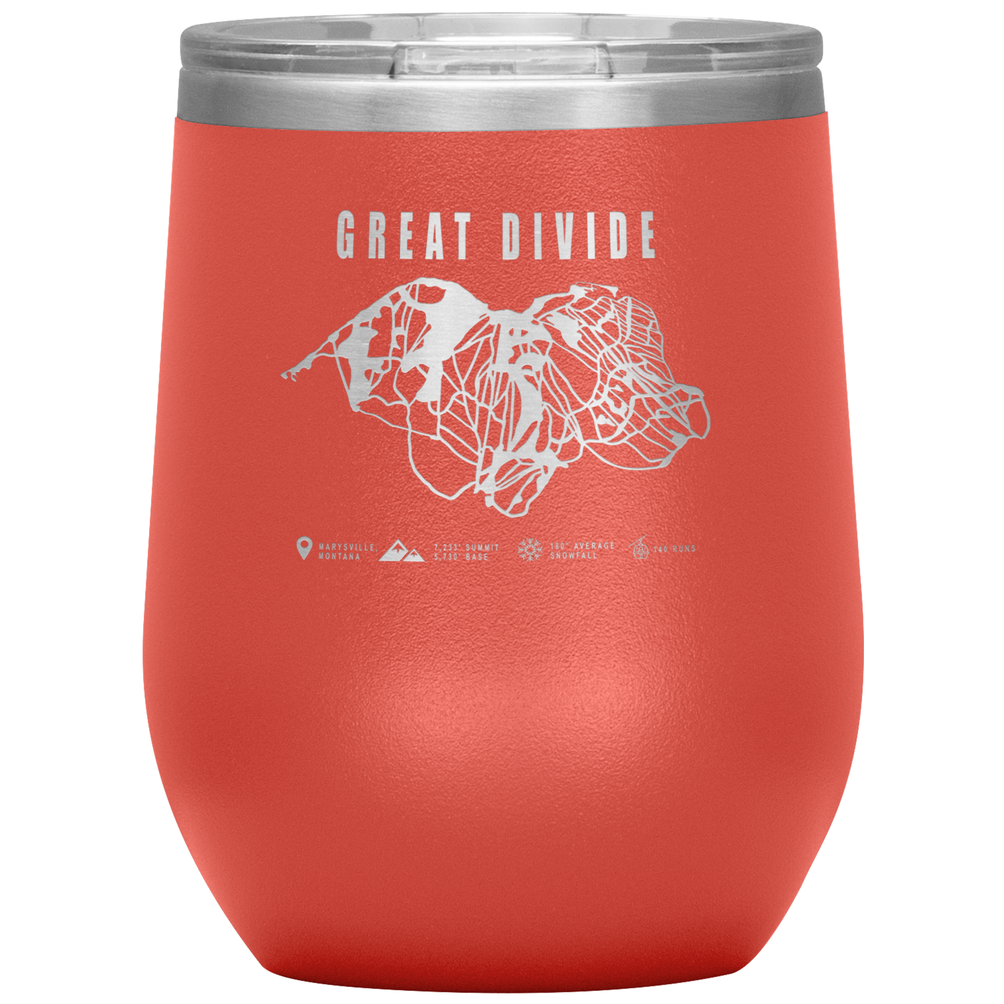 Great Divide Montana Ski Trail Map Wine 12oz Tumbler - Powderaddicts