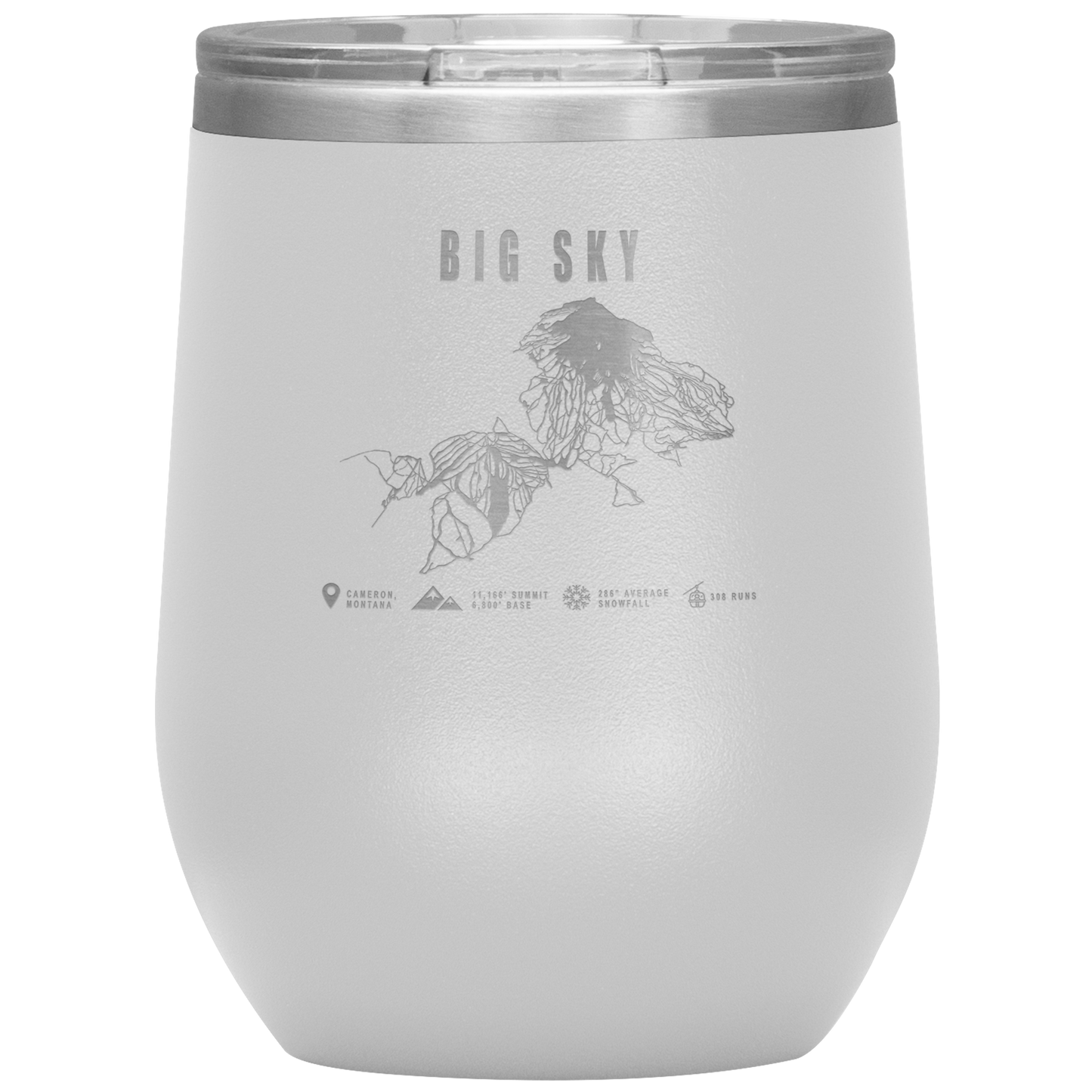 Big Sky Montana Ski Trail Map Wine 12oz Tumbler - Powderaddicts
