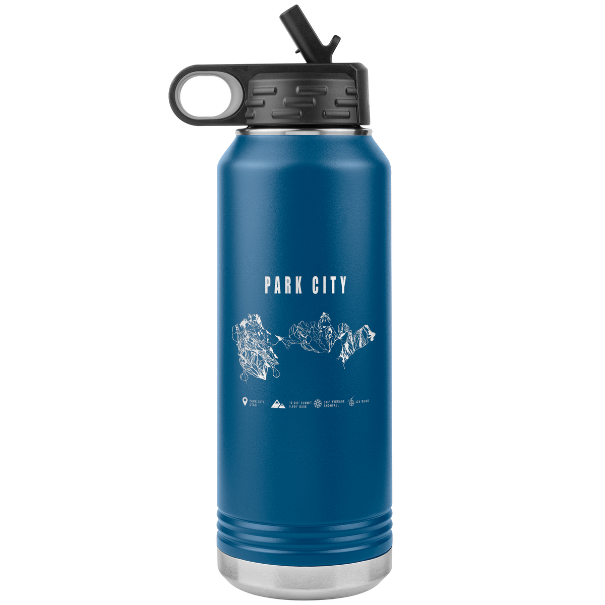 Park city,Utah Ski Trail Map 32oz Water Bottle Tumbler - Powderaddicts