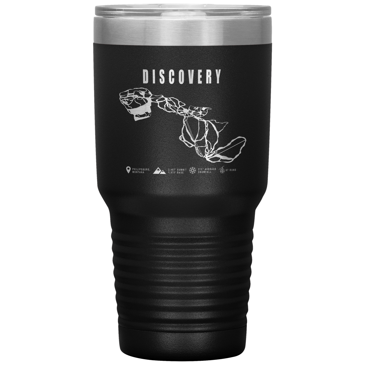 Discovery Montana Ski Trail Map 30oz Tumbler - Powderaddicts