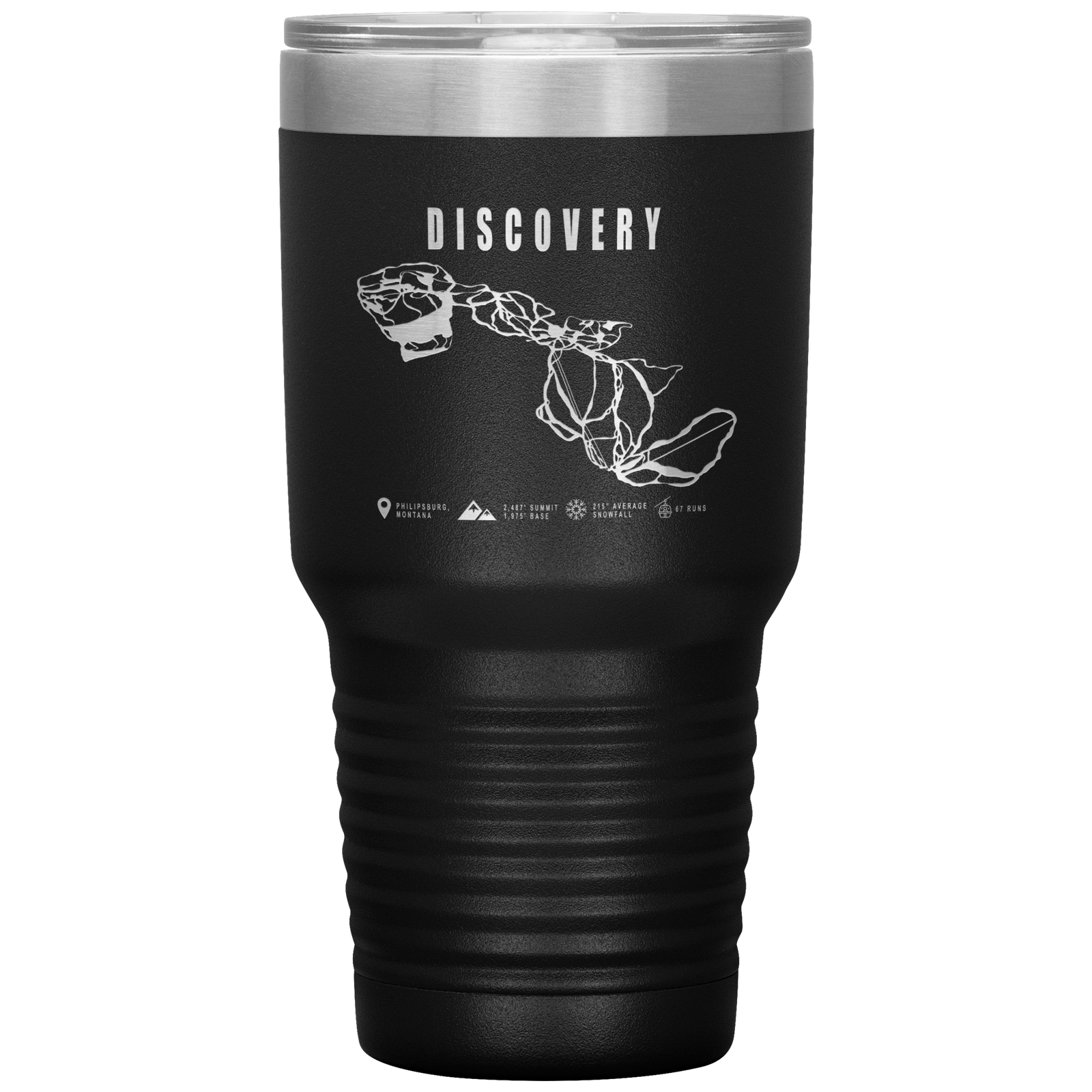 Discovery Montana Ski Trail Map 30oz Tumbler - Powderaddicts