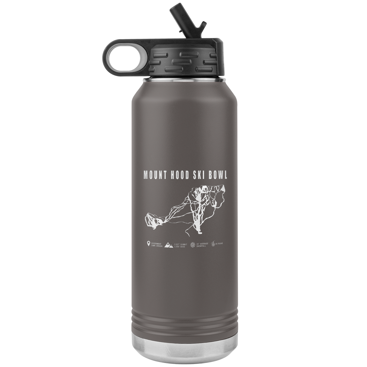 Mount Hood Ski Bowl, Oregon Ski Trail Map 32oz Water Bottle Tumbler - Powderaddicts