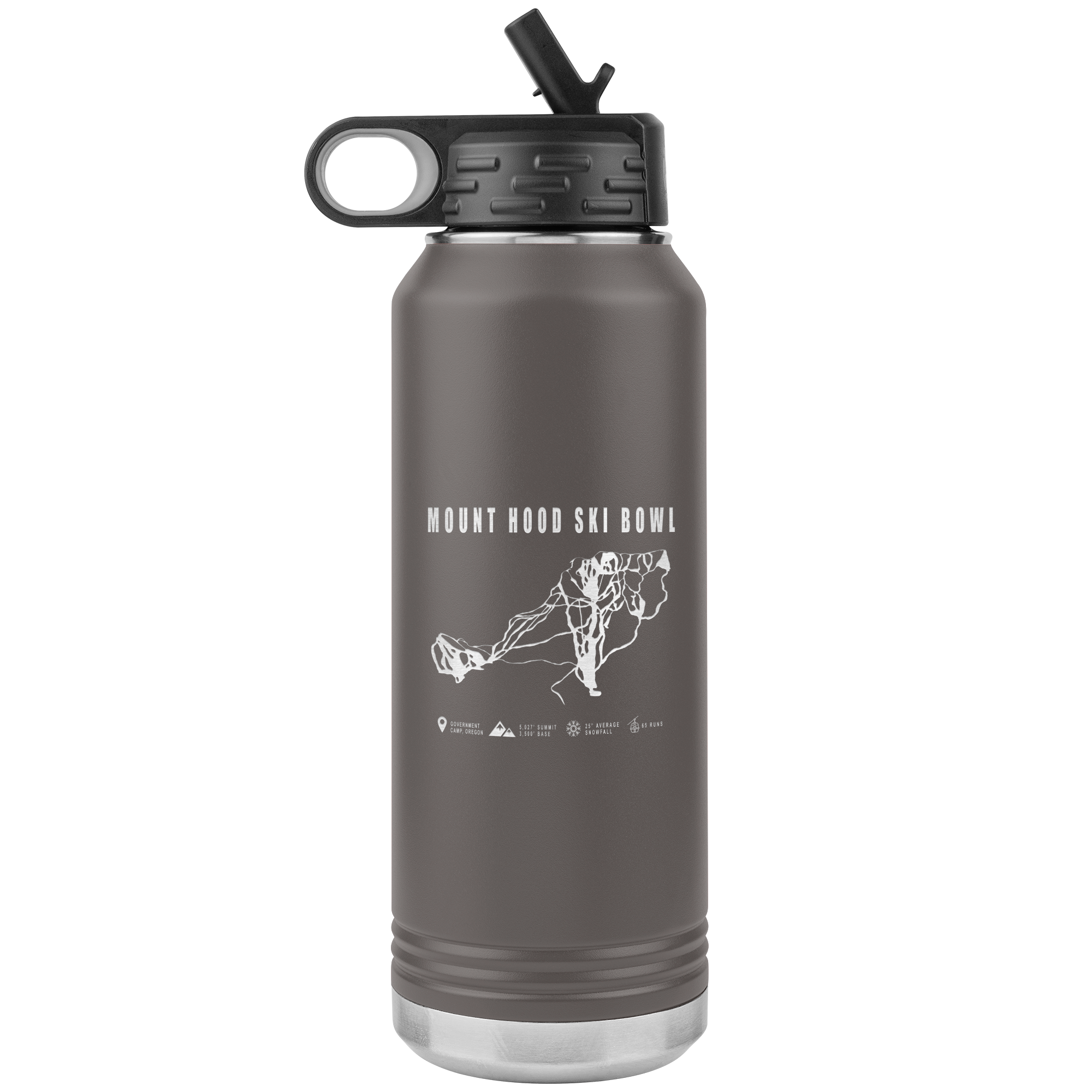 Mount Hood Ski Bowl, Oregon Ski Trail Map 32oz Water Bottle Tumbler - Powderaddicts