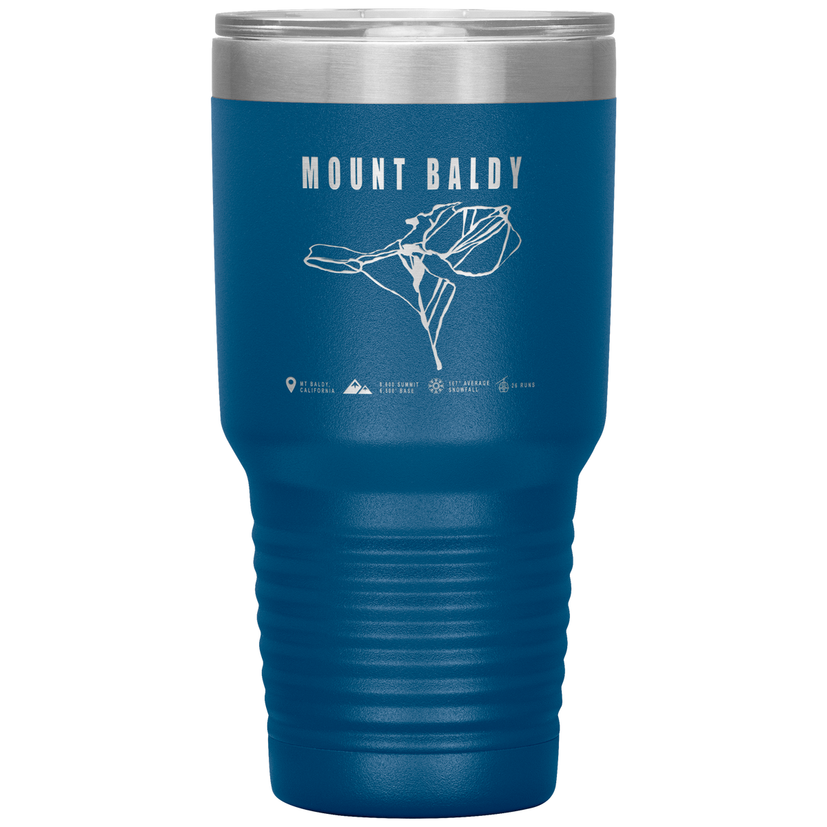 Mount Baldy, California Ski Trail Map 30oz Tumbler - Powderaddicts