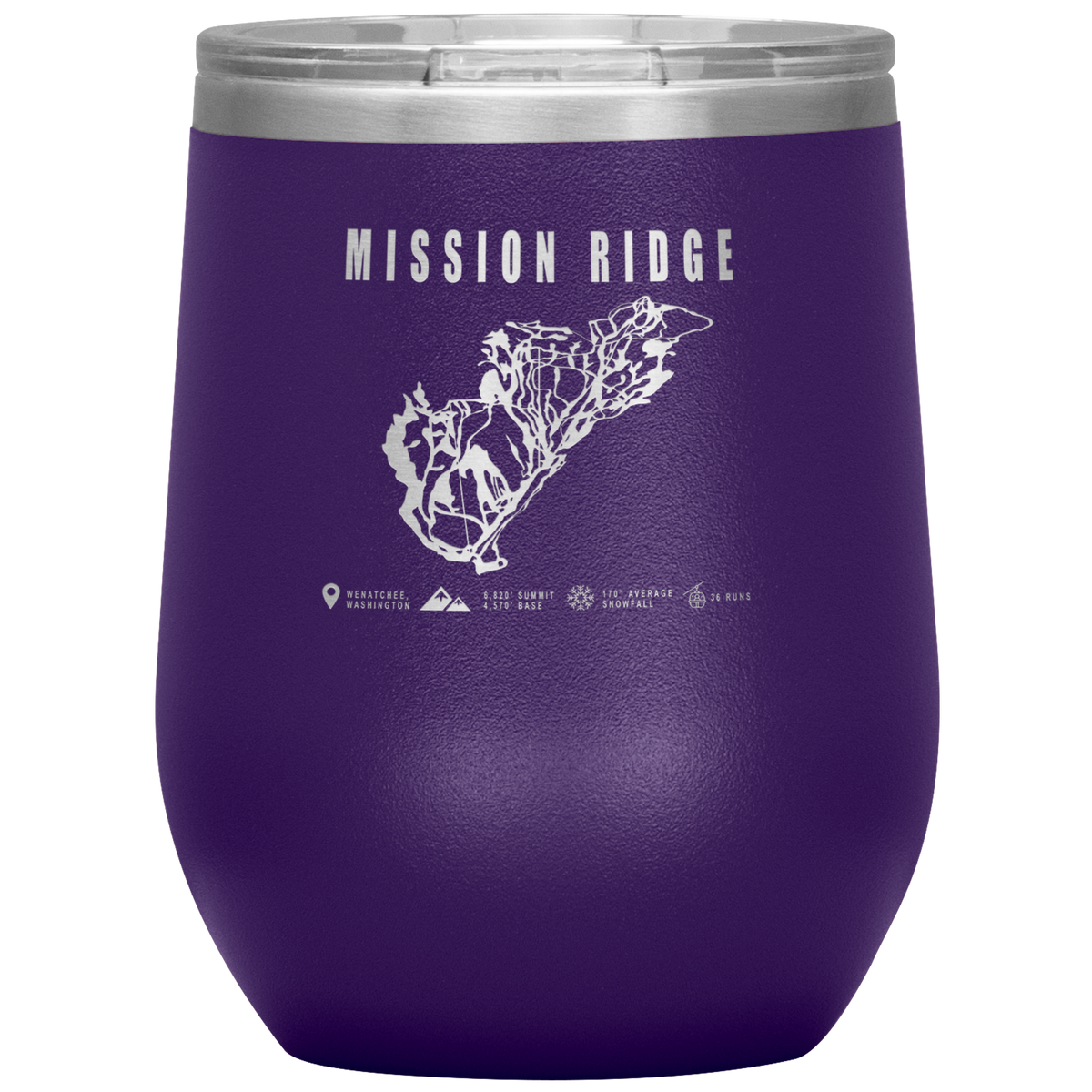 Mission Ridge, Washington Ski Trail Map Wine 12oz Tumbler - Powderaddicts
