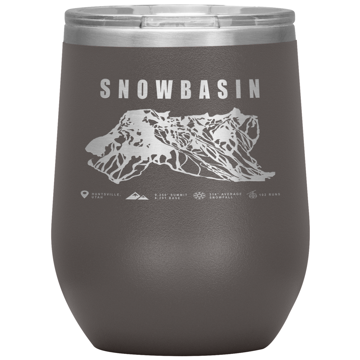 Snowbasin, Utah Ski Trail Map Wine 12oz Tumbler - Powderaddicts