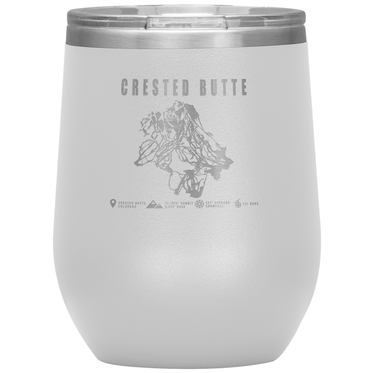 Crested Butte Colorado Ski Trail Map Wine 12oz Tumbler - Powderaddicts