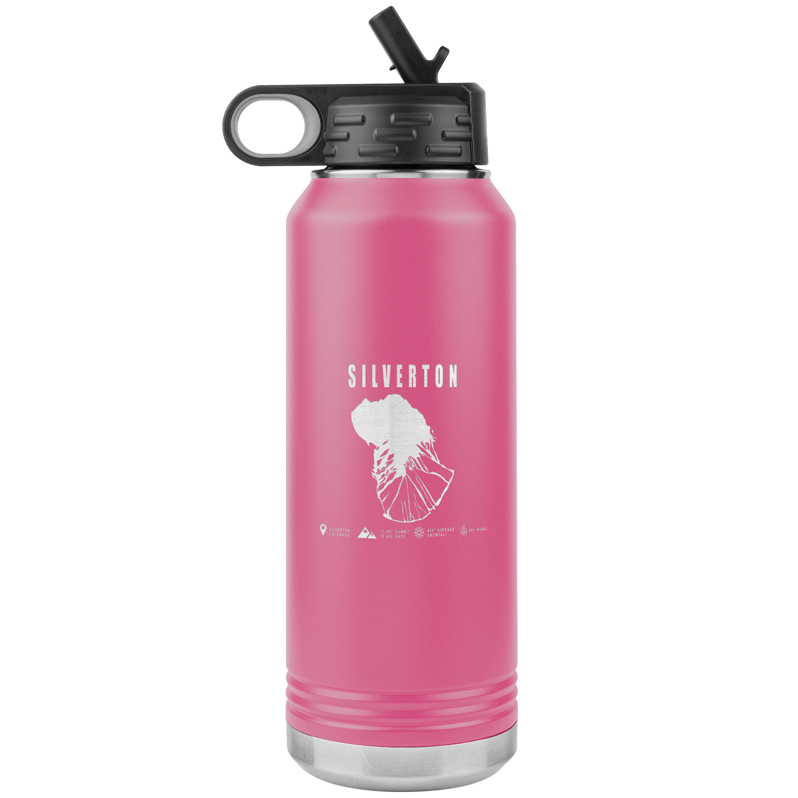 Silverton Colorado Ski Trail Map 32oz Water Bottle Tumbler - Powderaddicts