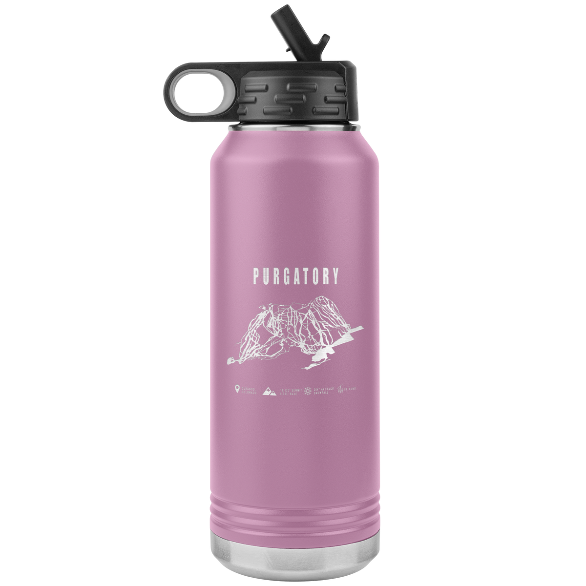Purgatory Colorado Ski Trail Map 32oz Water Bottle Tumbler - Powderaddicts