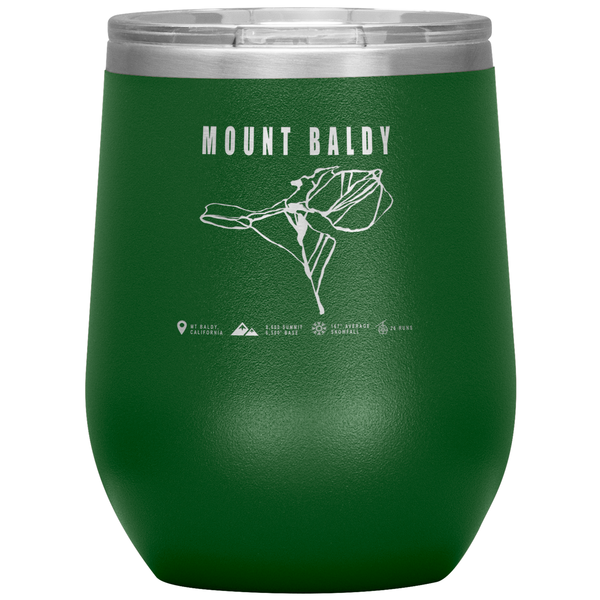 Mount Baldy, California Ski Trail Map Wine 12oz Tumbler - Powderaddicts