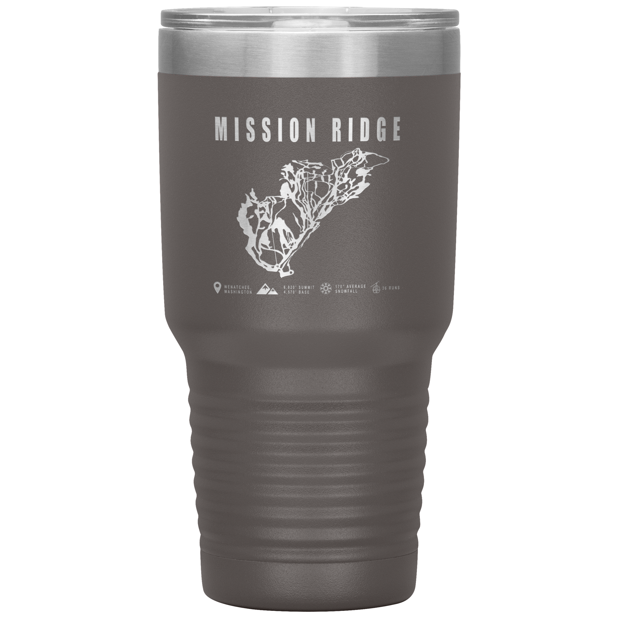 Mission Ridge, Washington Ski Trail Map 30oz Tumbler - Powderaddicts