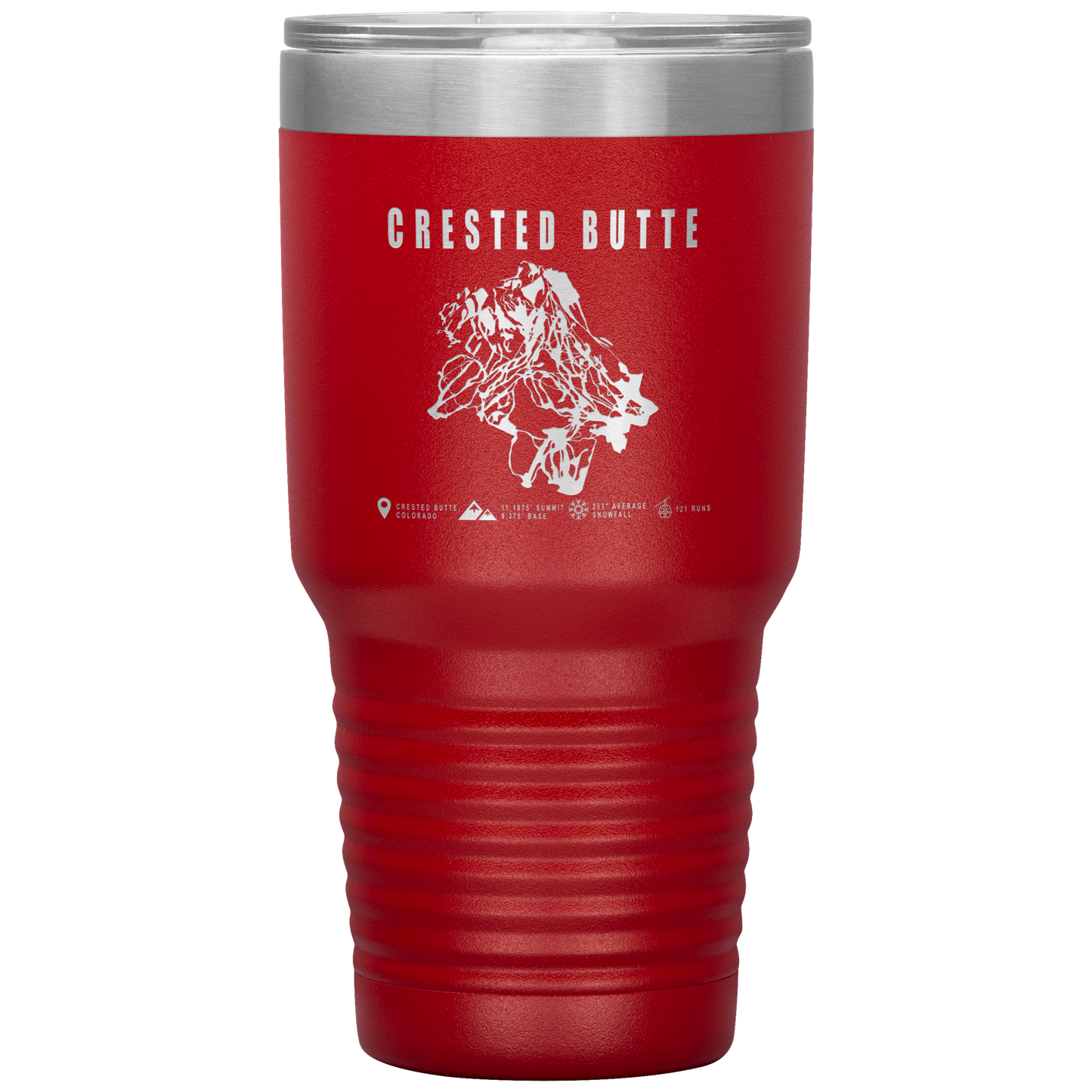 Crested Butte Colorado Ski Trail Map 30oz Tumbler - Powderaddicts